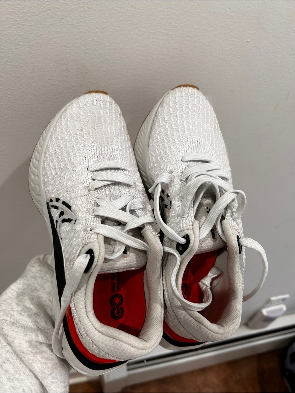 Nike White Athletic Sneakers with leopard Black and Red Accents